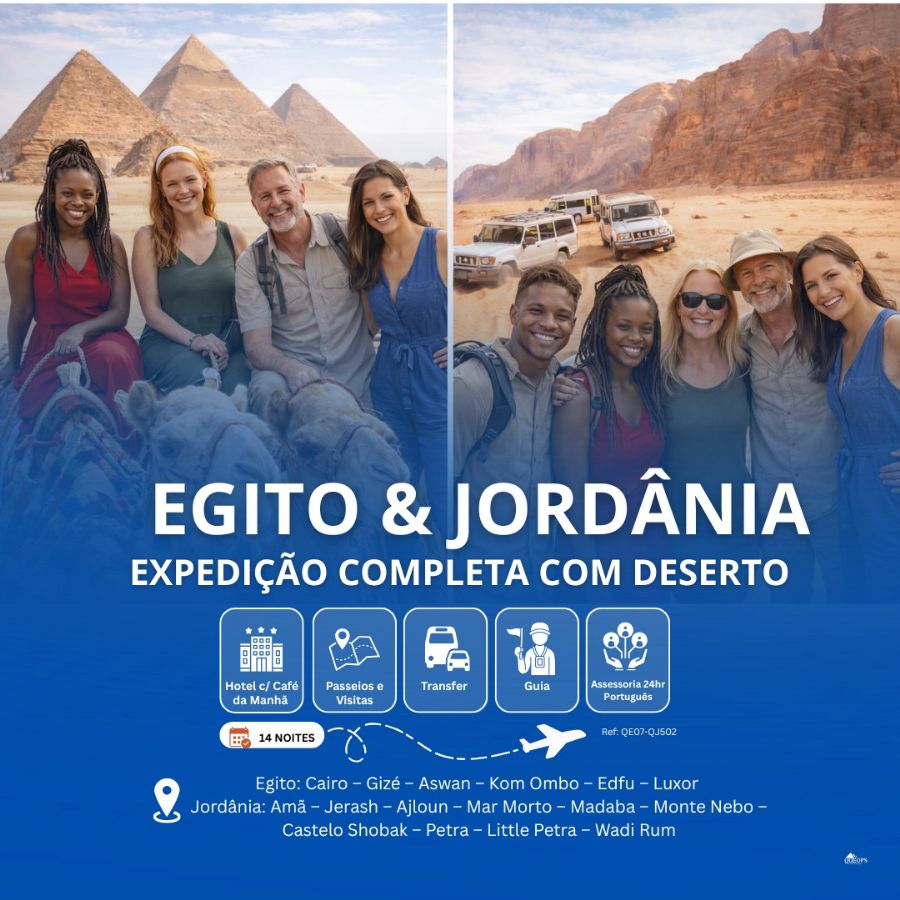 EGITO & JORDANIA – EXPEDIÇÃO COMPLETA COM ACAMPAMENTO NO DESERTO (QE07-QJ502)